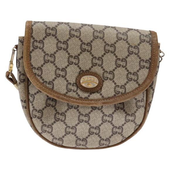 GUCCI GG Plus Supreme Shoulder Bag Pvc Beige Gold - Picture 2 of 13